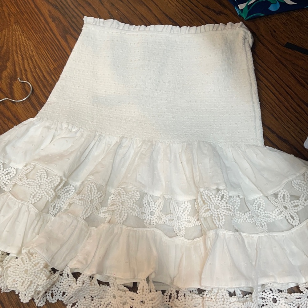 BRAND NEW white smocked skirt!